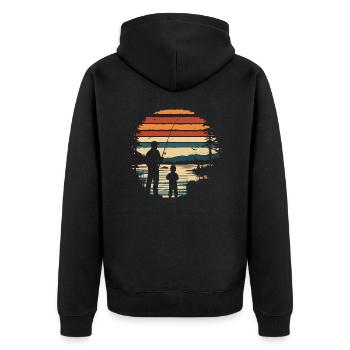 Père Fils Pêche Pêche Vintage - Veste à capuche bio Premium Unisexe - noir - Dos - Nico (187cm)