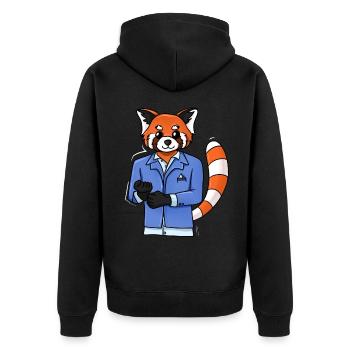 Red Panda Tuxedo - Unisex Premium Organic Zip Hoodie - black - Back - Nico (187cm)