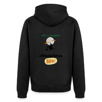 MASO - HEXE BOO HALLOOWEEN MARBOSSTA - Unisex Premium Bio Zip Hoodie - Schwarz - Hinten - Nico (187cm)