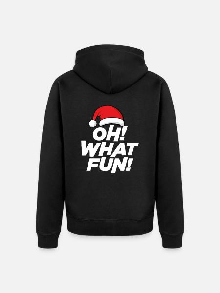 Oh What Fun, Christmas - Unisex Premium Organic Zip Hoodie - black