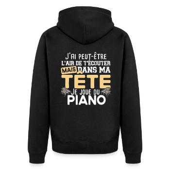 Piano Pianiste Instrument Musique Opéra Concert - Veste à capuche bio Premium Unisexe - noir - Dos - Nico (187cm)