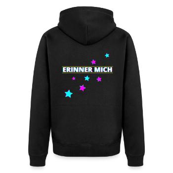 Erinner mich Party - Unisex Premium Bio Zip Hoodie - Schwarz - Hinten - Nico (187cm)