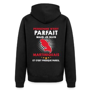 Martinique Humour citation - Veste à capuche bio Premium Unisexe - noir - Dos - Nico (187cm)