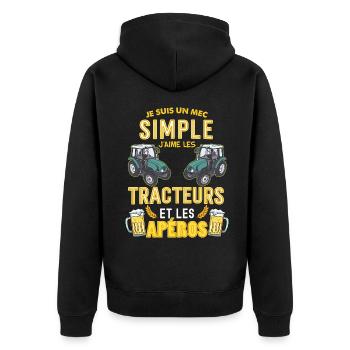Tracteur Et aperos Entre Pote Humour Papa - Veste à capuche bio Premium Unisexe - noir - Dos - Nico (187cm)