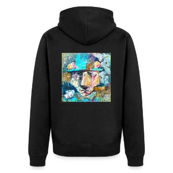 Bourgeois Löwe - Unisex Premium Bio Zip Hoodie - Schwarz - Hinten - Nico (187cm)