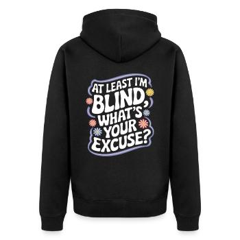 Blinde Blindheit Sehbehinderte Menschen - Unisex Premium Bio Zip Hoodie - Schwarz - Hinten - Nico (187cm)