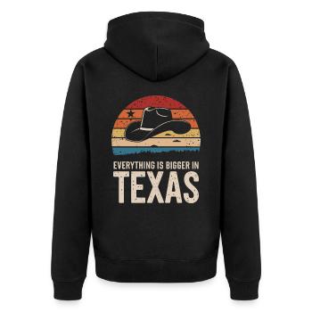 Texas State Texans Texas - Unisex Premium Organic Zip Hoodie - black - Back - Nico (187cm)