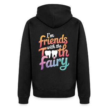 Zahnarzt Zahnarzthelferin Zähne - Unisex Premium Bio Zip Hoodie - Schwarz - Hinten - Nico (187cm)