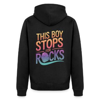 Experte für Geologie Gestein Geologe - Unisex Premium Bio Zip Hoodie - Schwarz - Hinten - Nico (187cm)