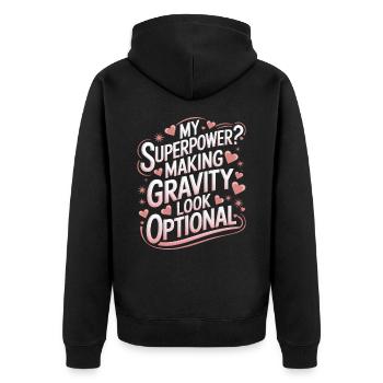 Turnen Turner Gymnastik - Unisex Premium Bio Zip Hoodie - Schwarz - Hinten - Nico (187cm)