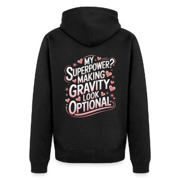 Turnen Turner Gymnastik - Unisex Premium Bio Zip Hoodie - Schwarz - Hinten - Nico (187cm)