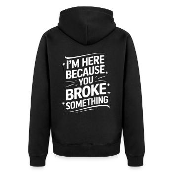 Technischer Support Computerfreak Nerd - Unisex Premium Bio Zip Hoodie - Schwarz - Hinten - Nico (187cm)