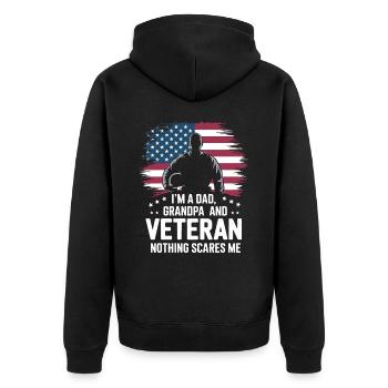 Soldat militaire vétéran - Veste à capuche bio Premium Unisexe - noir - Dos - Nico (187cm)