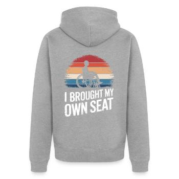 Rollstuhl Rollstuhlfahrer Behinderung Humor - Unisex Premium Bio Zip Hoodie - Grau meliert - Hinten - Nico (187cm)