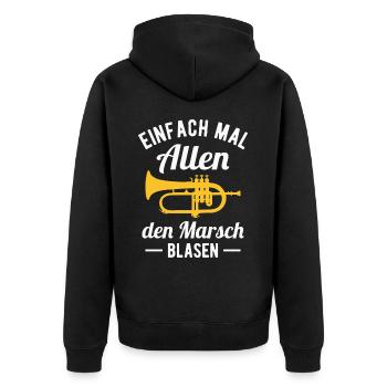 Flügelhorn Marsch Orchester Horn Musiker Blasmusik - Unisex Premium Bio Zip Hoodie - Schwarz - Hinten - Nico (187cm)