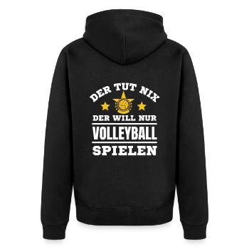 Volleyball Spieler Volleyball Liebhaber - Unisex Premium Bio Zip Hoodie - Schwarz - Hinten - Nico (187cm)