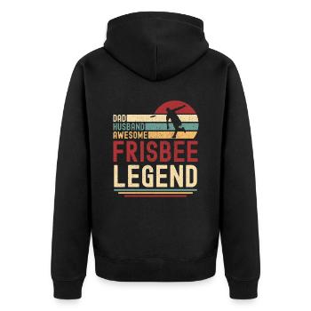 Papa Husband Frisbee Legend rétro vintage - Veste à capuche bio Premium Unisexe - noir - Dos - Nico (187cm)