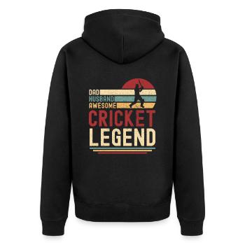 papa mari légende du cricket rétro vintage - Veste à capuche bio Premium Unisexe - noir - Dos - Nico (187cm)