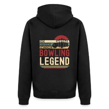 Papa Husband Bowling Legend rétro vintage - Veste à capuche bio Premium Unisexe - noir - Dos - Nico (187cm)