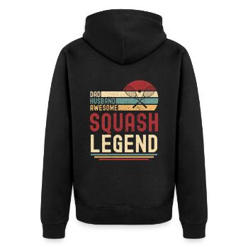 Papa Husband Squash Legend retro vintage - Unisex Premium Organic Zip Hoodie - black - Back - Nico (187cm)