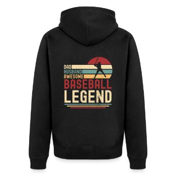 Papa Ehemann Baseball Legende retro vintage - Unisex Premium Bio Zip Hoodie - Schwarz - Hinten - Nico (187cm)