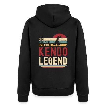 Papa Husband Kendo Legend vintage retro - Unisex Premium Organic Zip Hoodie - black - Back - Nico (187cm)