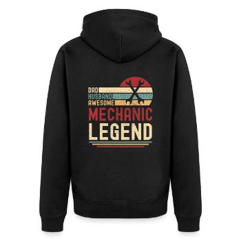 Mari Père Mécanicien légendaire rétro - Veste à capuche bio Premium Unisexe - noir - Dos - Nico (187cm)