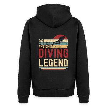 Mari Père Plongeur Légende Rétro Vintage - Veste à capuche bio Premium Unisexe - noir - Dos - Nico (187cm)
