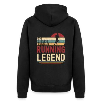 Running retro daddy running legend vintage - Veste à capuche bio Premium Unisexe - noir - Dos - Nico (187cm)