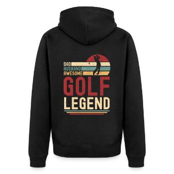 Ehemann Vater Golf Legende Retro Vintage - Unisex Premium Bio Zip Hoodie - Schwarz - Hinten - Nico (187cm)