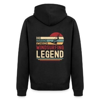 Papa Ehemann Windsurfen Legende vintage retro - Unisex Premium Bio Zip Hoodie - Schwarz - Hinten - Nico (187cm)