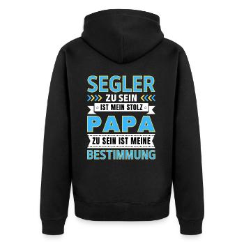 Segler zu sein ist mein Stolz; Papa Geschenk - Unisex Premium Bio Zip Hoodie - Schwarz - Hinten - Nico (187cm)