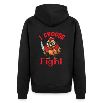 Je choisis le combat, un drôle de poulet - Veste à capuche bio Premium Unisexe - noir - Dos - Nico (187cm)