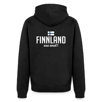 Finlande quoi d’autre dire vacances en Scandinavie - Veste à capuche bio Premium Unisexe - noir - Dos - Nico (187cm)