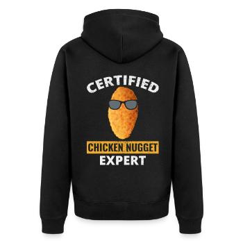 Chicken Nuggets Fast Food Lustiger Spruch - Unisex Premium Bio Zip Hoodie - Schwarz - Hinten - Nico (187cm)