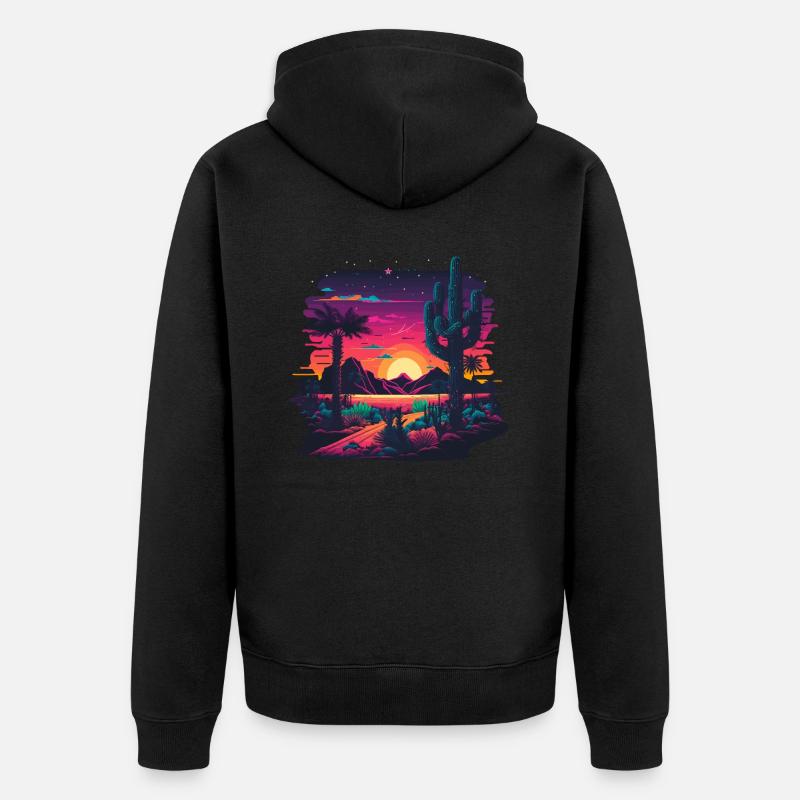 Paysage de néons - Veste à capuche bio Premium Unisexe - noir