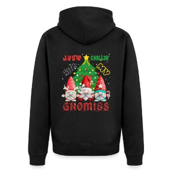 Einfach chillen mit meinen Gnomien - Unisex Premium Bio Zip Hoodie - Schwarz - Hinten - Nico (187cm)