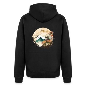 Paysage d’anime - Veste à capuche bio Premium Unisexe - noir - Dos - Nico (187cm)