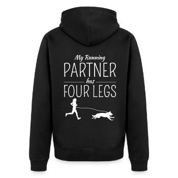 Canicross Trail Running Dog Sport Outdoor Hobby - Unisex Premium Organic Zip Hoodie - black - Back - Nico (187cm)