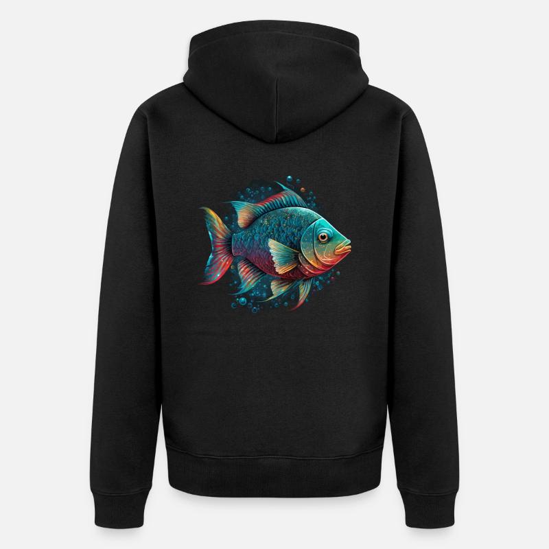 Poisson arc-en-ciel - Veste à capuche bio Premium Unisexe - noir