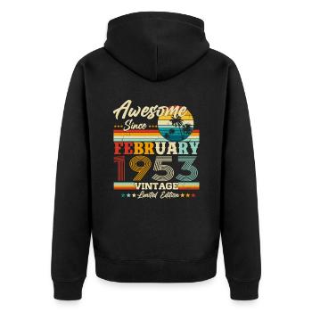 Février 1953 Anniversaire né Retro - Veste à capuche bio Premium Unisexe - noir - Dos - Nico (187cm)