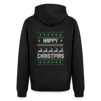 Happy Christmas - Unisex Premium Organic Zip Hoodie - black - Back - Nico (187cm)