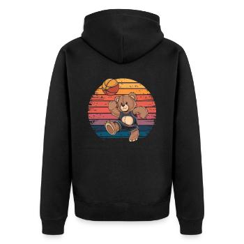 Teddy Bear Playing Basketball Vintage - Unisex Premium Organic Zip Hoodie - black - Back - Nico (187cm)