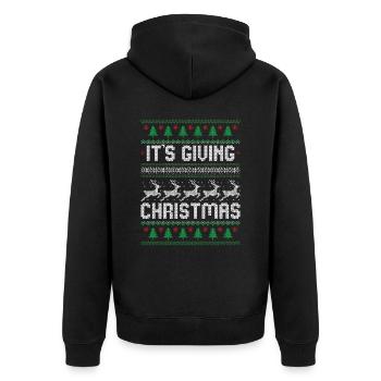Es ist das Schenken von Weihnachten - Unisex Premium Bio Zip Hoodie - Schwarz - Hinten - Nico (187cm)