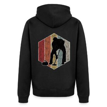 Curling sur glace Curling Retro Cadeau - Veste à capuche bio Premium Unisexe - noir - Dos - Nico (187cm)