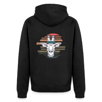 Giraffe - Unisex Premium Bio Zip Hoodie - Schwarz - Hinten - Nico (187cm)