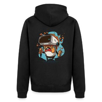 Future City VR - Unisex Premium Bio Zip Hoodie - Schwarz - Hinten - Nico (187cm)