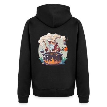 Mystischer Koch - Unisex Premium Bio Zip Hoodie - Schwarz - Hinten - Nico (187cm)