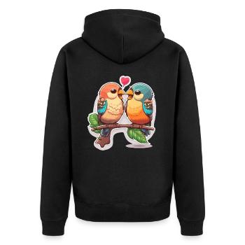 Liebe in Harmonie - Unisex Premium Bio Zip Hoodie - Schwarz - Hinten - Nico (187cm)