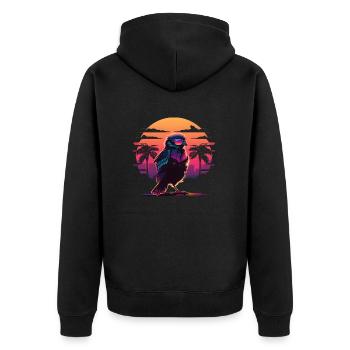 Coucher de soleil d’oiseau Synthwave - Veste à capuche bio Premium Unisexe - noir - Dos - Nico (187cm)